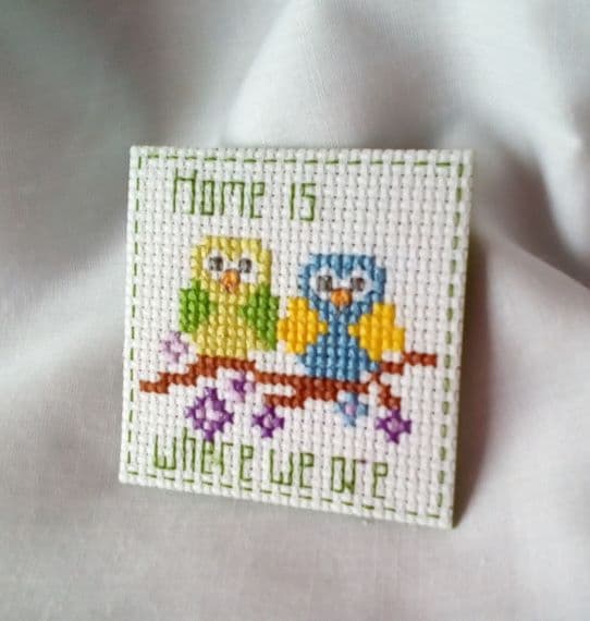 Home Is Where We Are, Cross Stitch, Fridge Magnet – Blue/Green - main product image