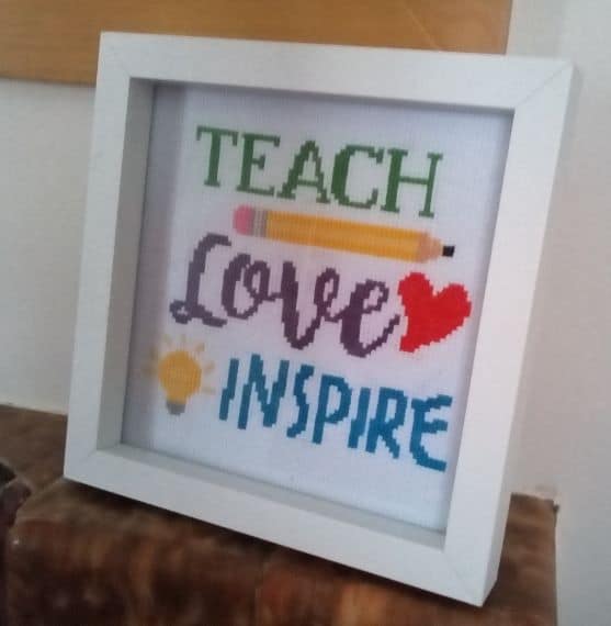 Teach Love Inspire, Cross Stitch Picture, Teacher’s Gift - main product image