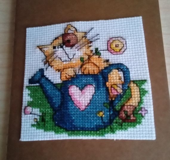 Cat with Watering Can Notebook, Cross Stitch - product image 2