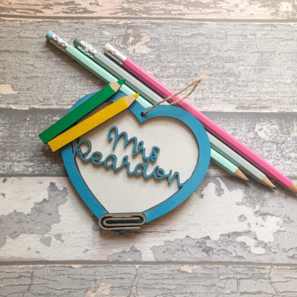 Personalised Gifts for Teachers and Teaching Assistants – Pencil and Paperclips themed - product image 3
