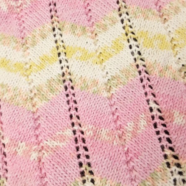 Hand knitted baby pram blanket – baby pink chevron – baby Afghan – pram cover - product image 4