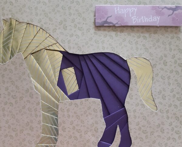 Purple and gold horse happy birthday card. - product image 2