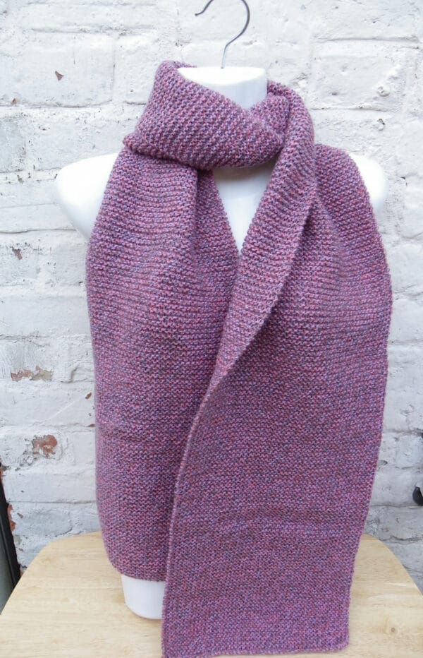 Hand knitted long and wide scarf in heather tones - main product image