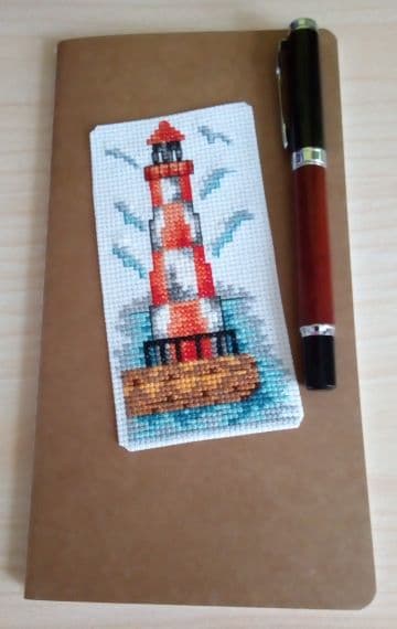 Lighthouse Notebook, Kraft Notebook, Cross Stitch Lighthouse - main product image