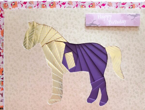 Purple and gold horse happy birthday card. - main product image