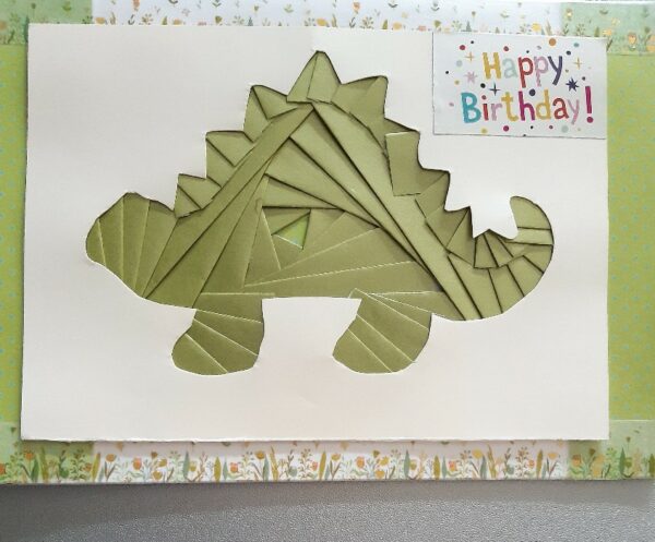 Handmade green Dinosaur birthday card - main product image