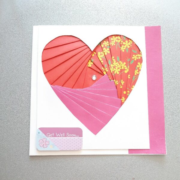 Pink heart best wishes greetings card. - main product image