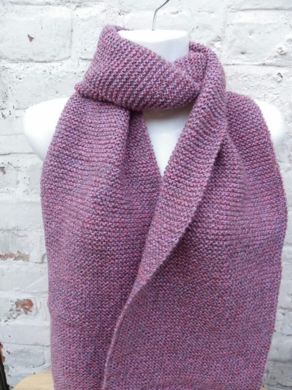 Hand knitted long and wide scarf in heather tones - product image 3