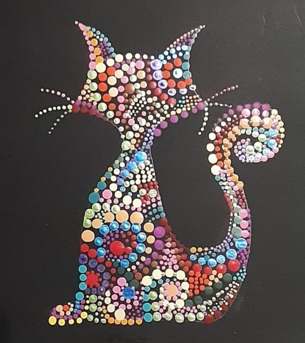 Pussy cat dot art painted picture. - main product image
