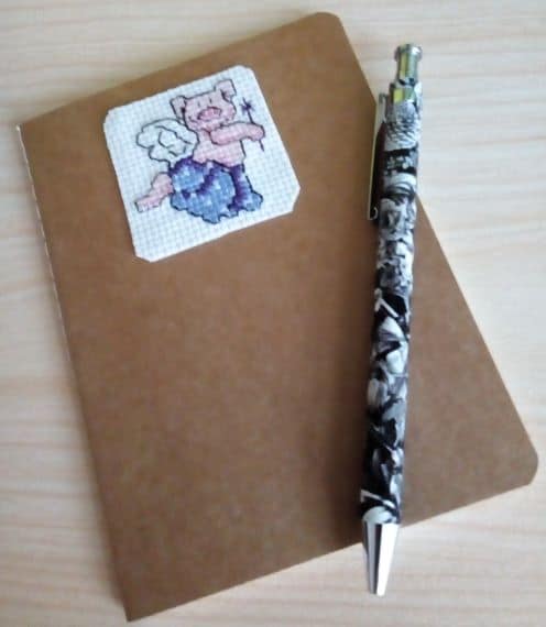 Fairy Pig Notebook, Cross Stitch Pig - main product image