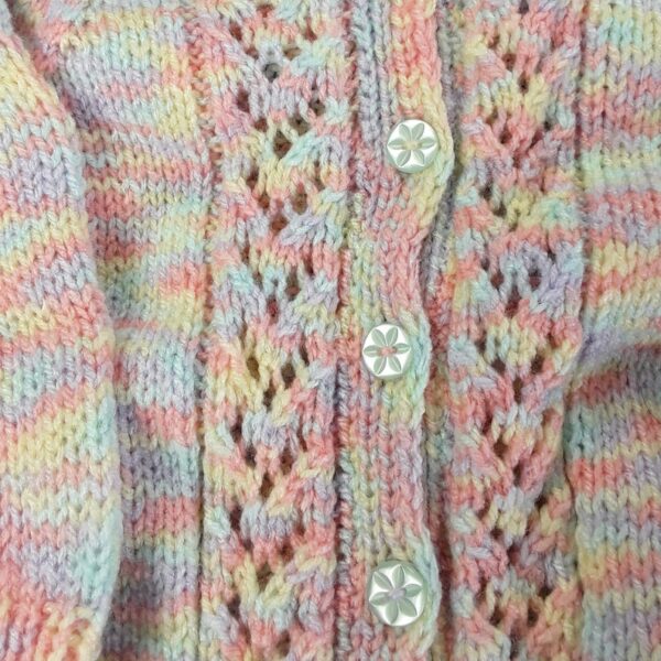 Hand knitted pastel multicoloured baby girl cardigan 6 – 12 months - product image 4