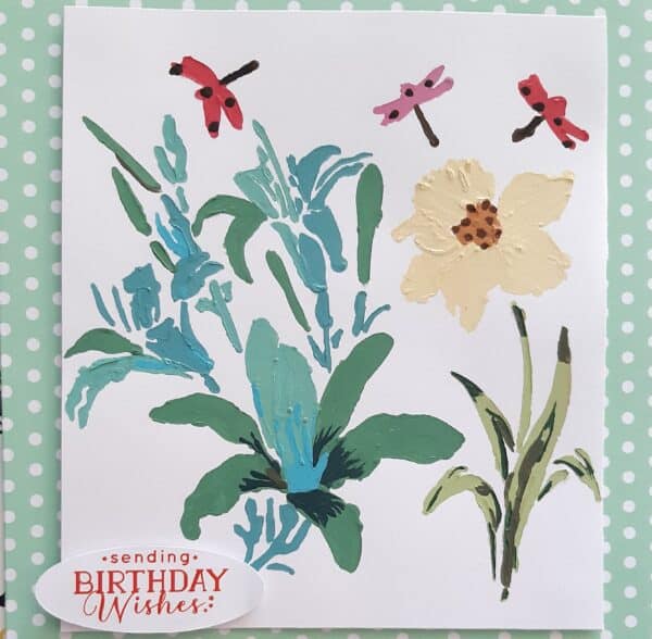 Handpainted floral birthday card - main product image