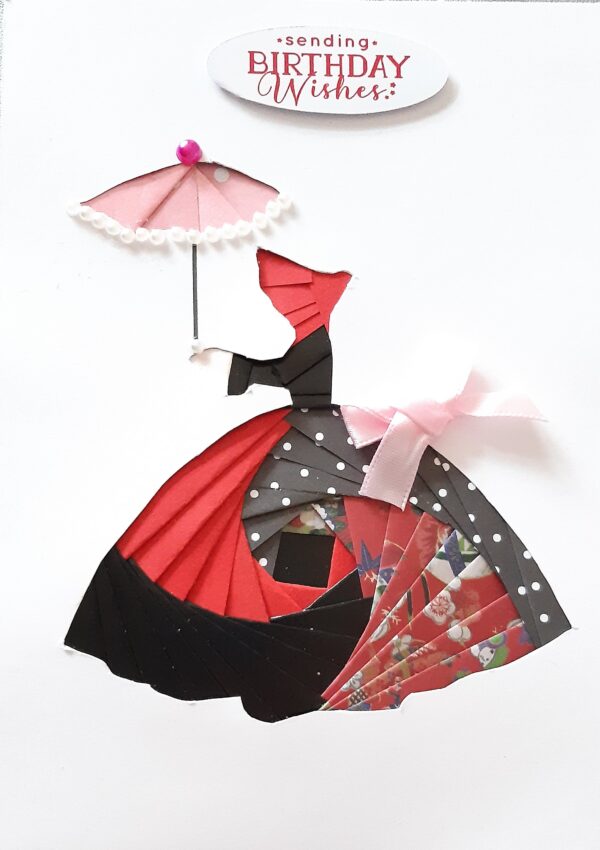 Lady with parasol best wishes birthday card. (A) - main product image