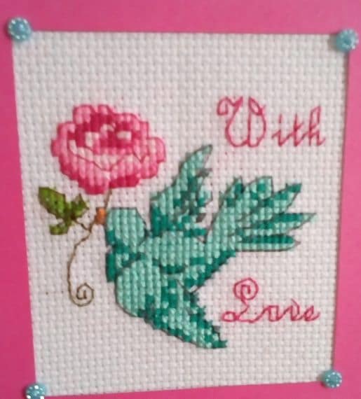 With Love Card, Bluebird & Rose, Cross Stitch Card - product image 3