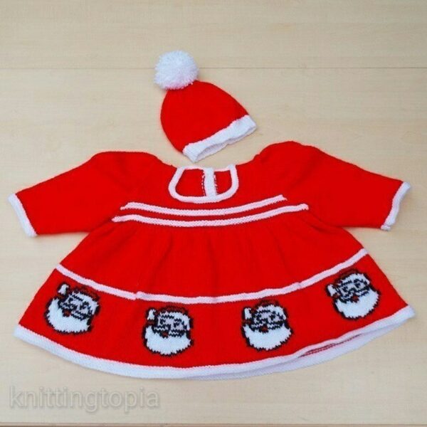 Baby girl Santa father christmas dress and hat 0 – 3 months - main product image