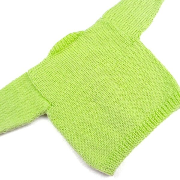 Hand knitted baby girl boy cardigan in lime green 0 – 3 months - product image 5