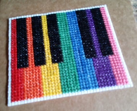 Rainbow Piano Keyboard Notebook, Cross Stitch, A6 - product image 3