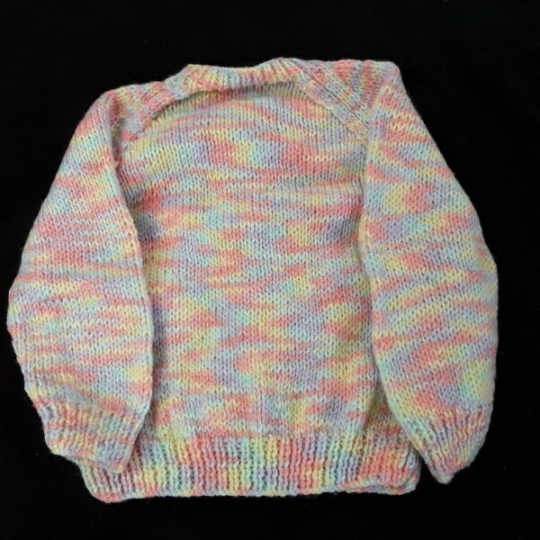 Hand knitted pastel multicoloured baby girl cardigan 6 – 12 months - product image 5