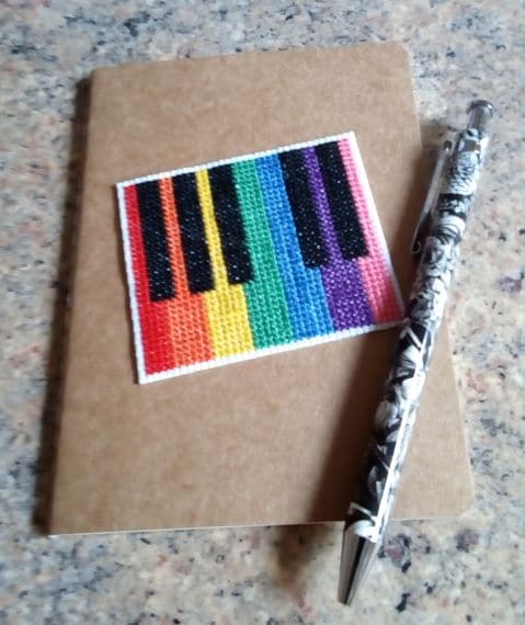 Rainbow Piano Keyboard Notebook, Cross Stitch, A6 - main product image