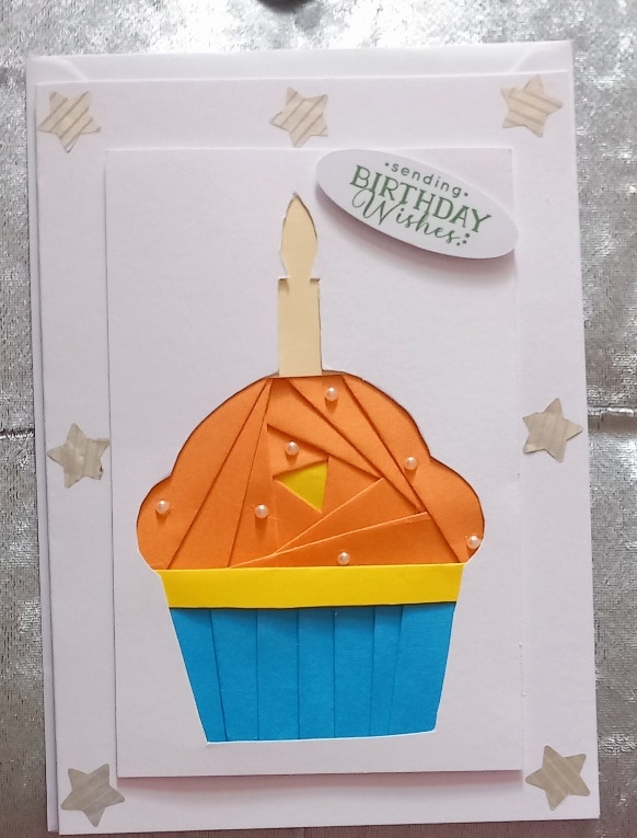 Orange cupcake birthday card . - main product image