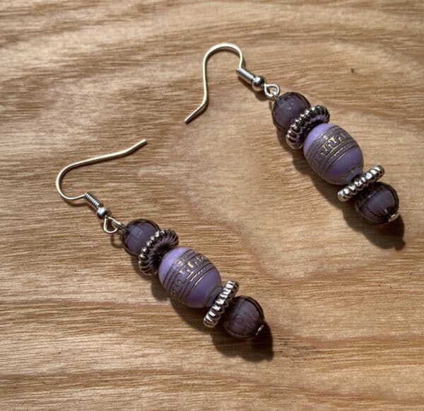 Purple and Silver Dangle & Drop Earrings, (Pair) - main product image