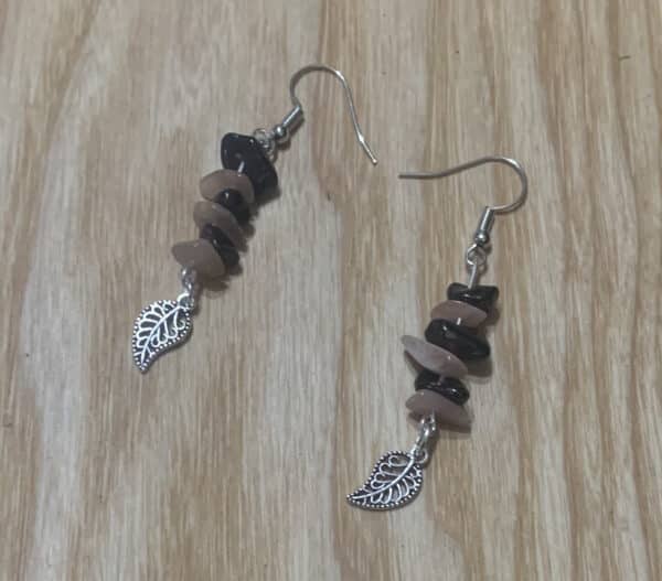 Brown and Beige Stone Dangle & Drop Earrings and Necklace Set - main product image