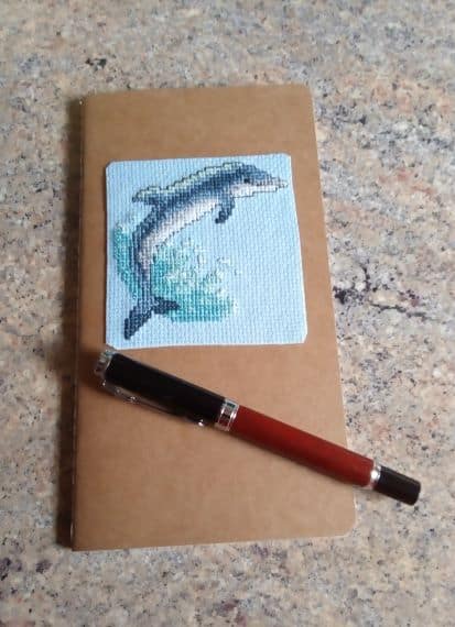 Dolphin Notebook, Leaping Dolphin, Cross Stitch Dolphin - main product image