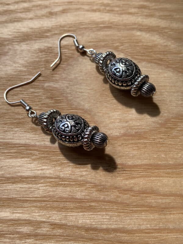 Silver Dangle & Drop Earrings, Oxidized Retro Earrings. - main product image