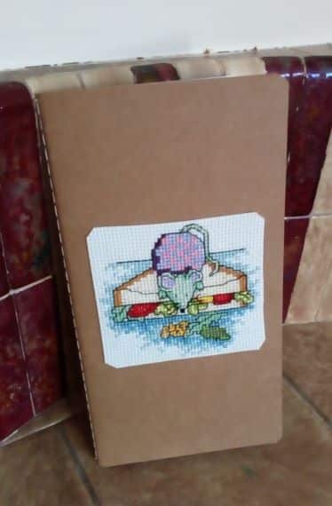 Mouse with Sandwich, Kraft Notebook, Cross Stitch, Wildlife Gifts - product image 2