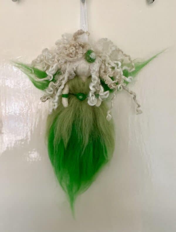 Needle felted Waldorf inspired green fairy - main product image
