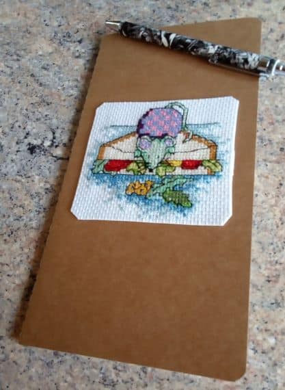 Mouse with Sandwich, Kraft Notebook, Cross Stitch, Wildlife Gifts - main product image