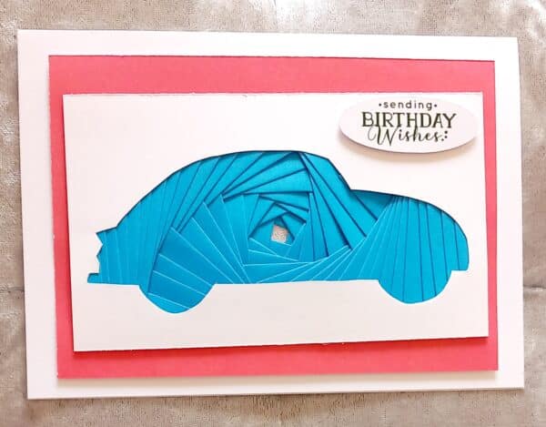 Handmade Happy birthday blue car card. - main product image