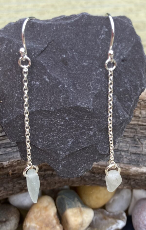Seaglass and Sterling silver earrings - product image 2