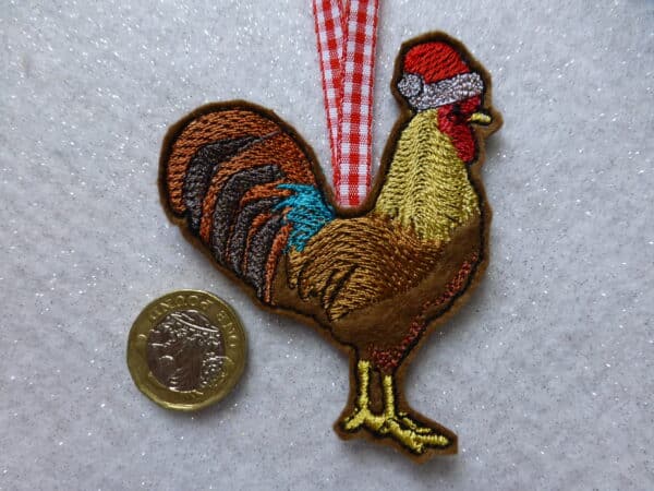 Rooster in Santa hat hanging decoration - main product image