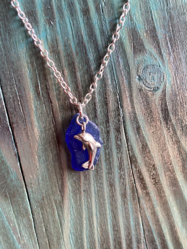 Seaglass and Sterling silver pendant necklace - product image 2