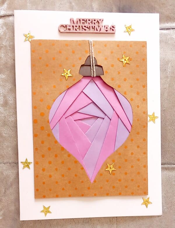 Pink bauble Christmas card. - main product image