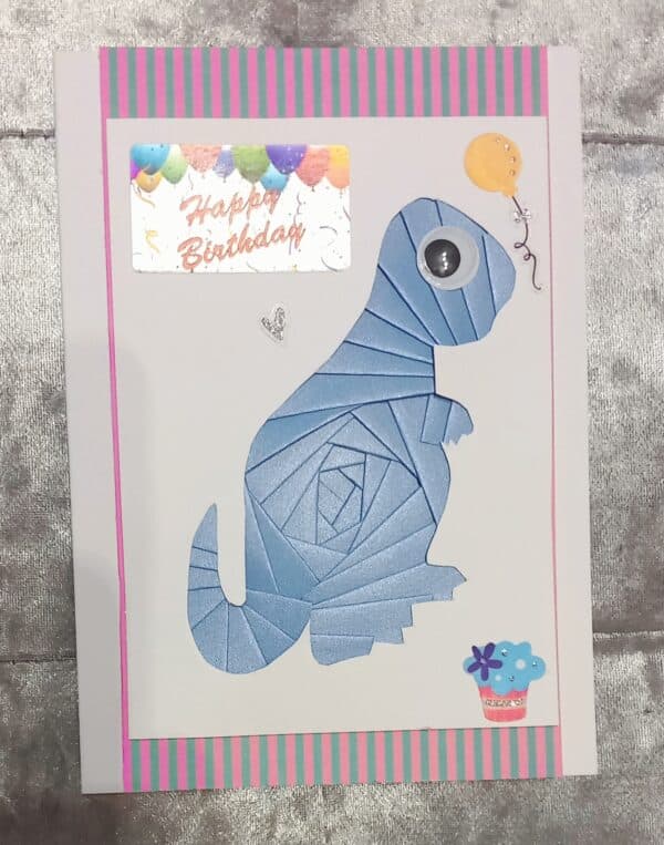 Blue sparkly Dinosaur birthday card 💙 - main product image