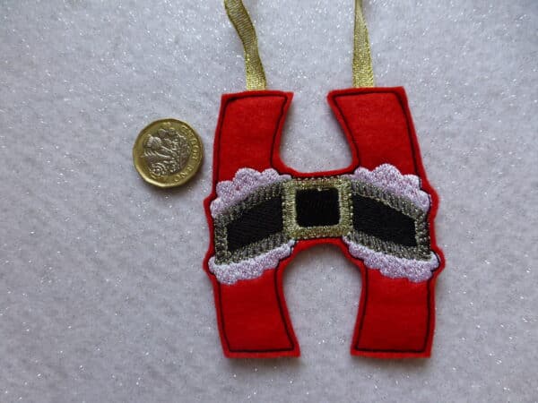 Christmas initial H embroidered hanging decoration - main product image