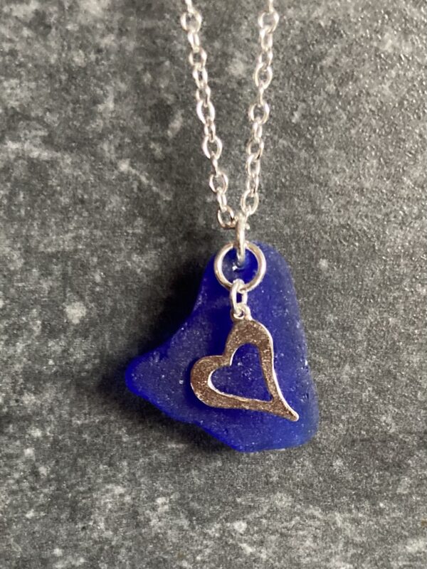 Seaglass and Sterling silver pendant necklace - product image 2