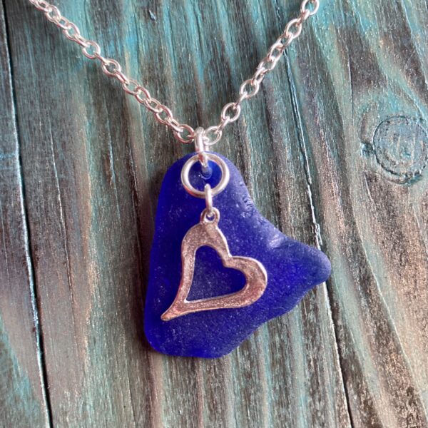 Seaglass and Sterling silver pendant necklace - main product image