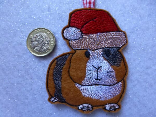 Guinea pig in Santa hat Christmas tree decoration - main product image