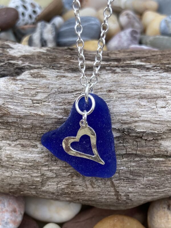 Seaglass and Sterling silver pendant necklace - product image 4