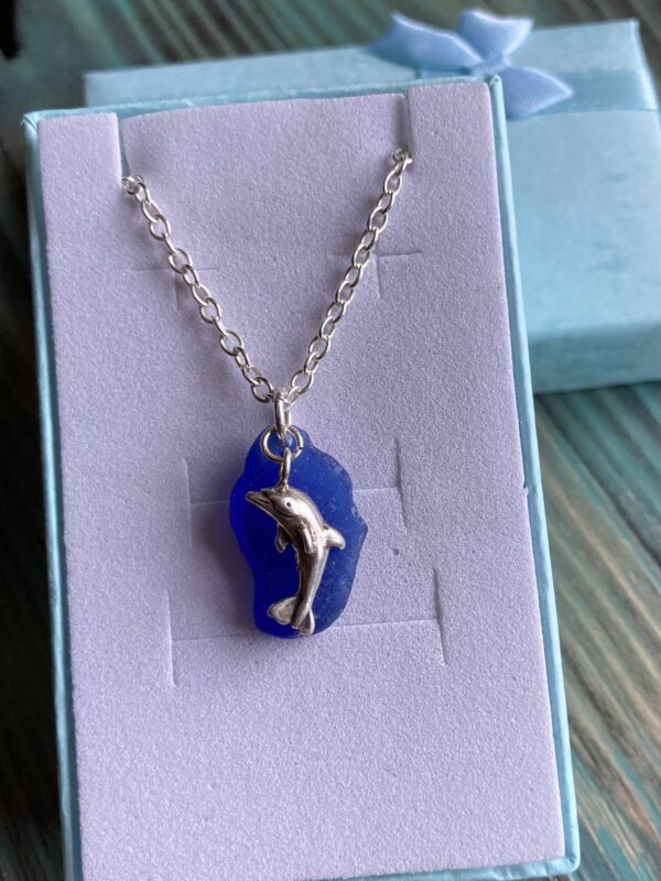 Seaglass and Sterling silver pendant necklace - product image 3