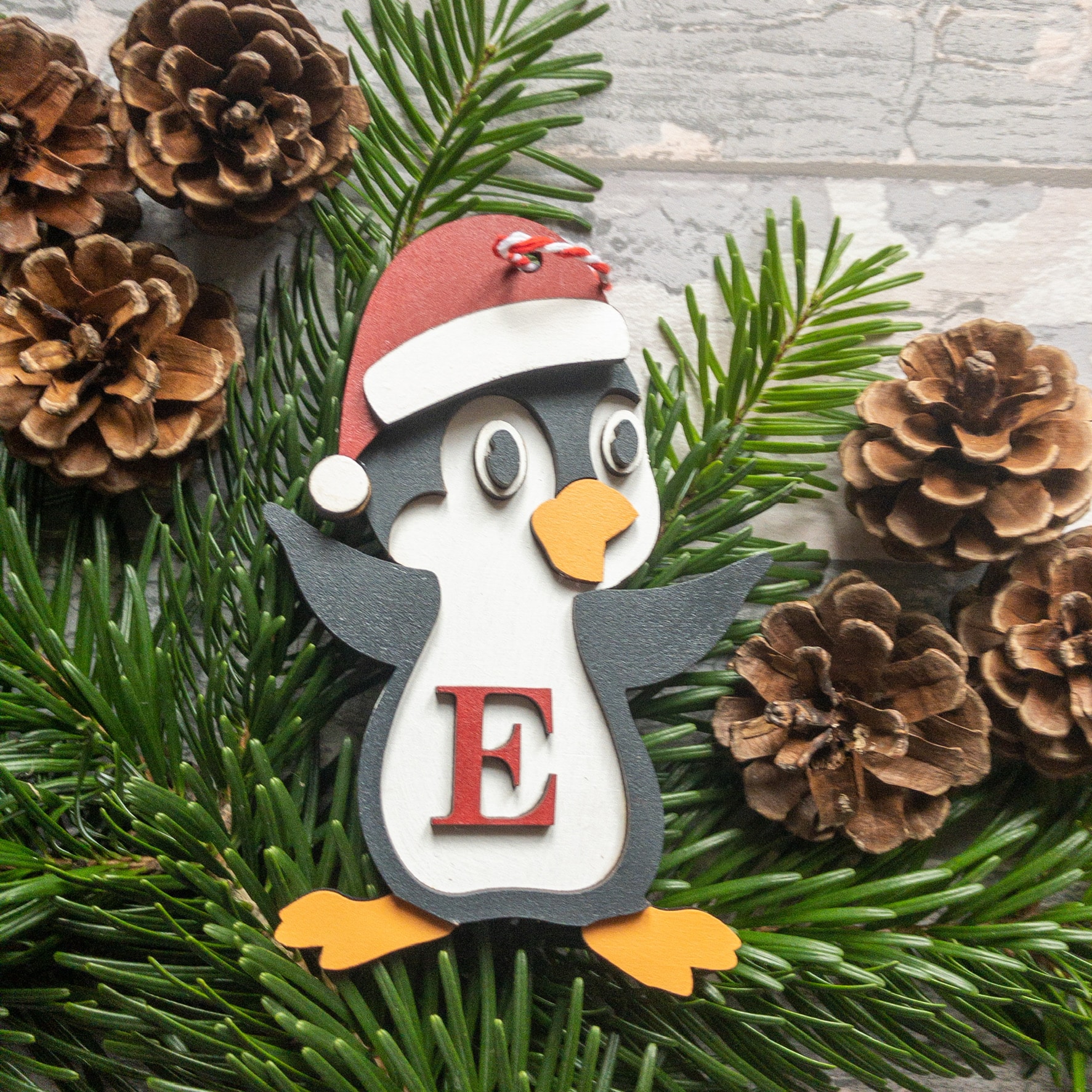 Initial Christmas Decorations – Penguin or Gingerbread Man - main product image