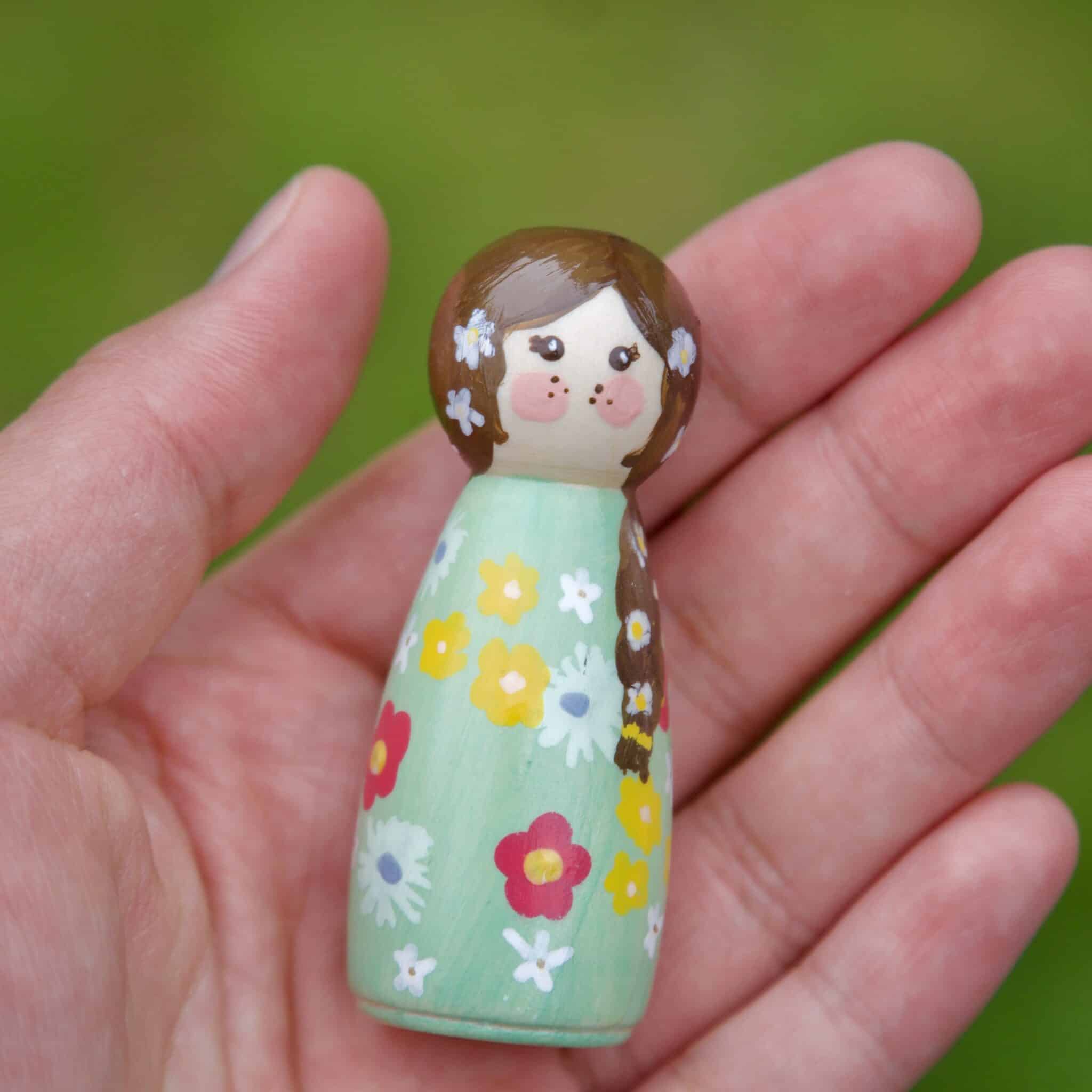 GAIA WOODEN PEG DOLL WITH LINEN BAG - main product image