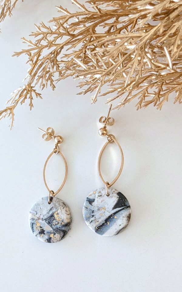 Handmade dangle drop polymer clay earrings - main product image