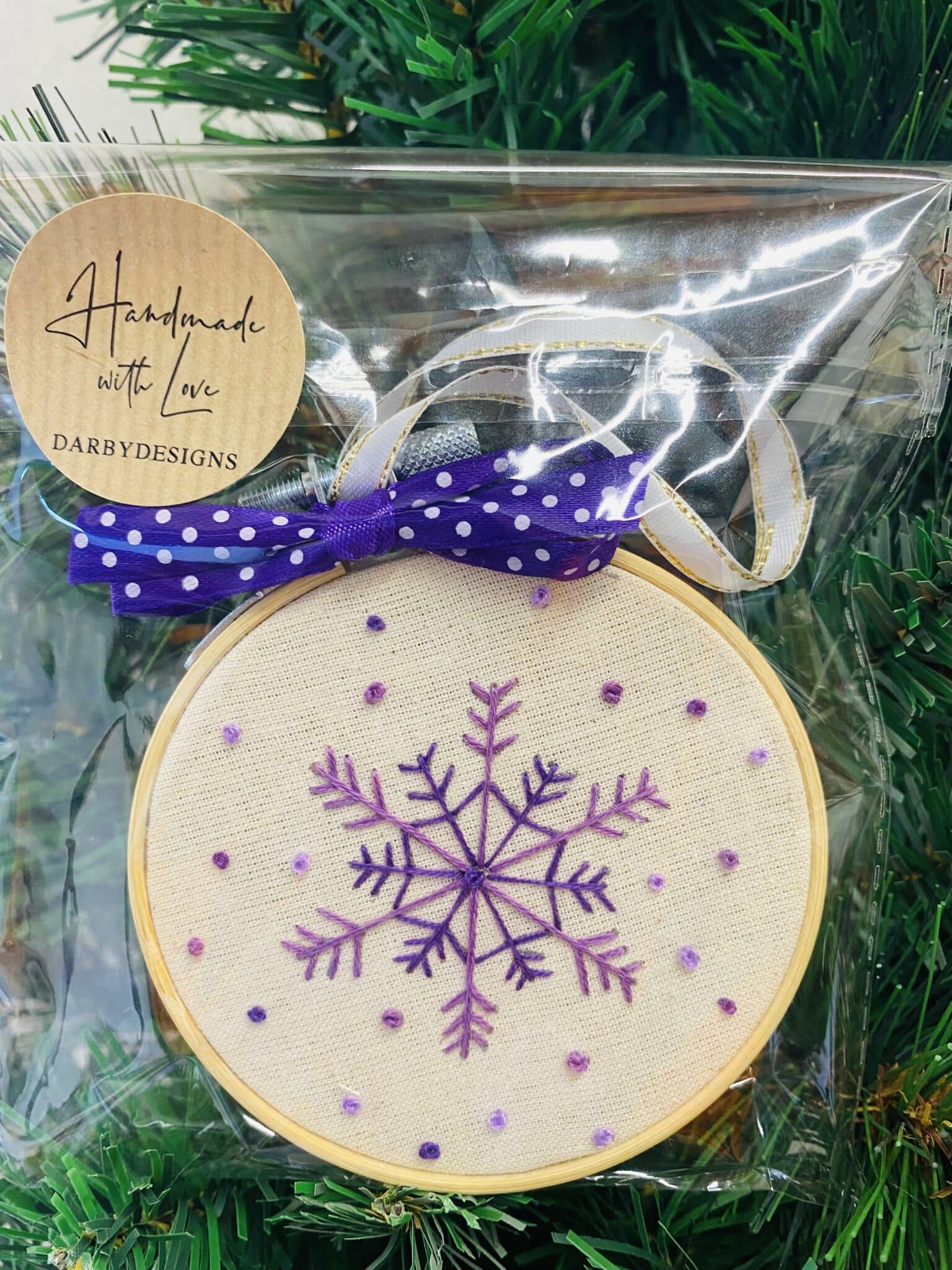 Embroidered Hanging Decoration – Snowflake - main product image