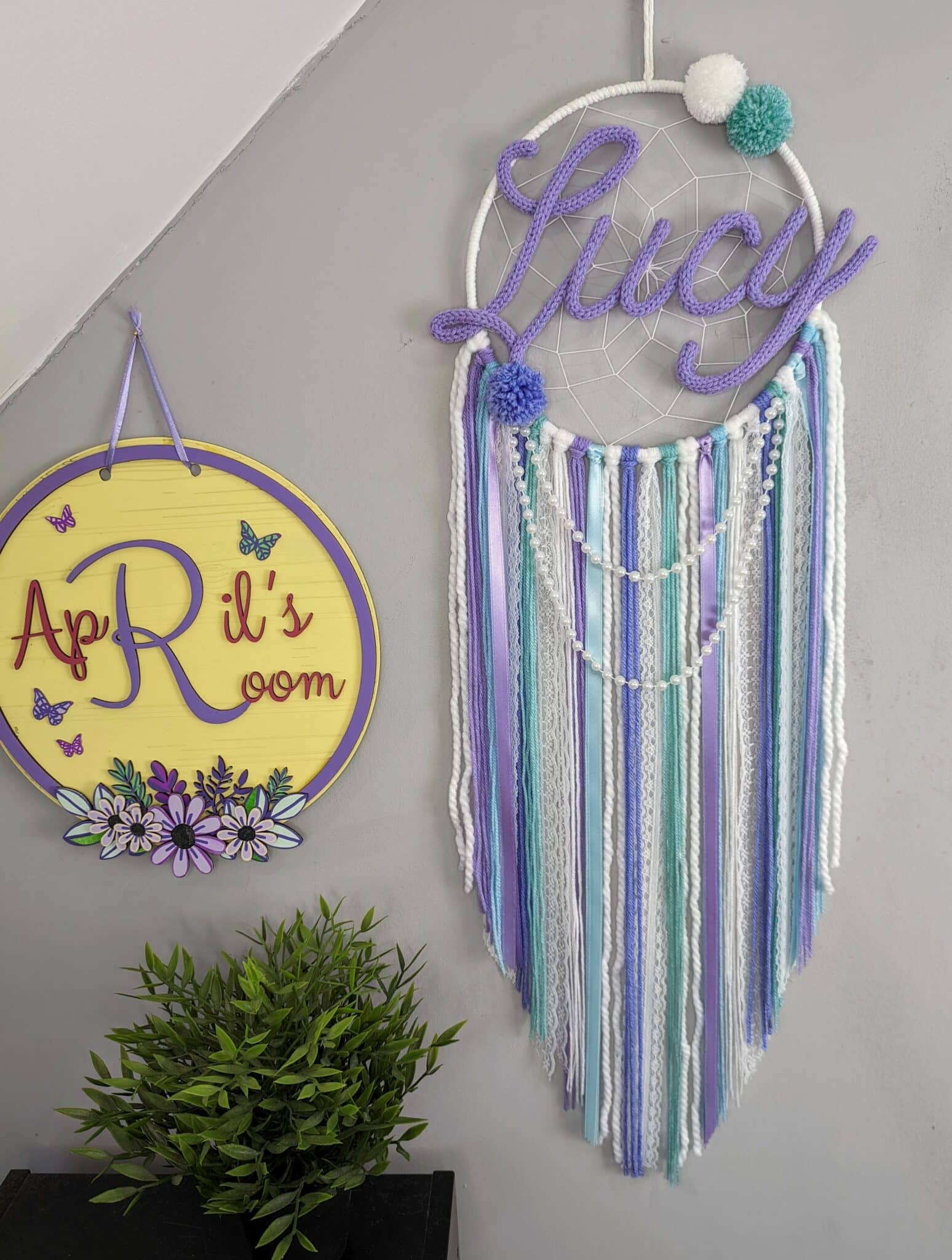 Personalised Name Dream Catcher Wall Hanging Nursery Bedroom - main product image