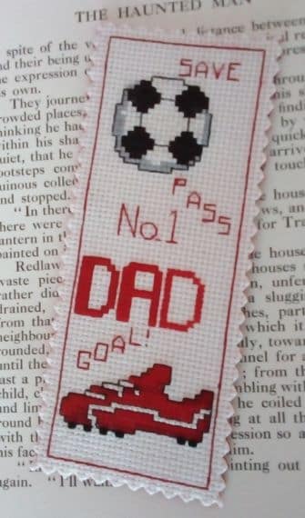 Dad Bookmark, Dad Football Gift, Football Bookmark, Cross Stitch - main product image