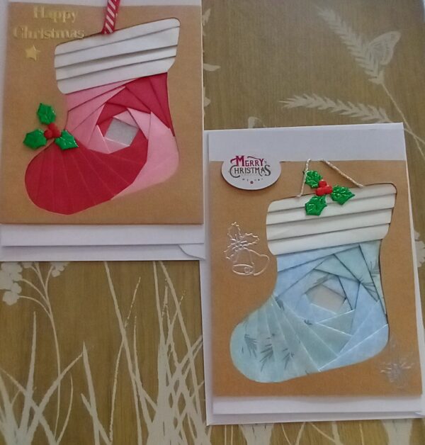 Set of 2 handmade Christmas booties cards - main product image